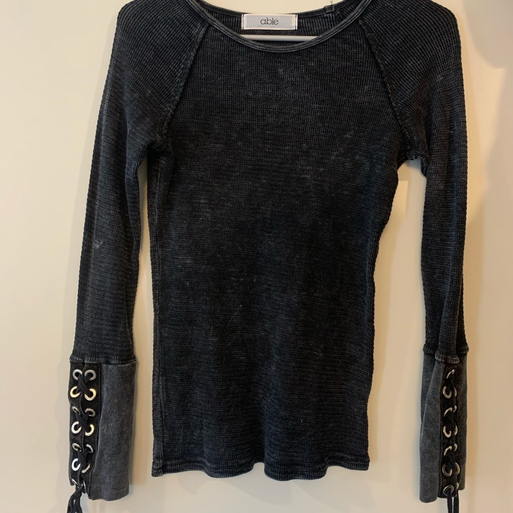 Black Long sleeve shirt with ties on sleeves